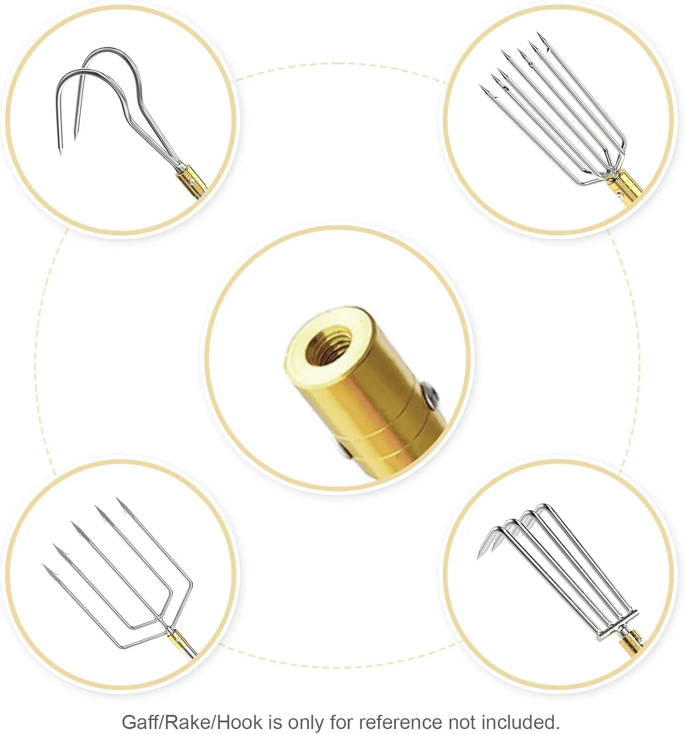 Cyfie Retractable Fishing Gaff, Stainless Steel Flounder Gig Frog Gig Gaff Pole, Muti-Size Telescopic Fishing Gaff with 8mm Screw, Capable for Gaff Harpoon Hook