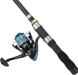 Cyrank Ultrashort Fishing Rod, Telescopic Spincast Rod, Ice Fishing Pole, Travel Pocket Rod for Ice Fly Fishing Sea Saltwater Freshwater(2.1m)