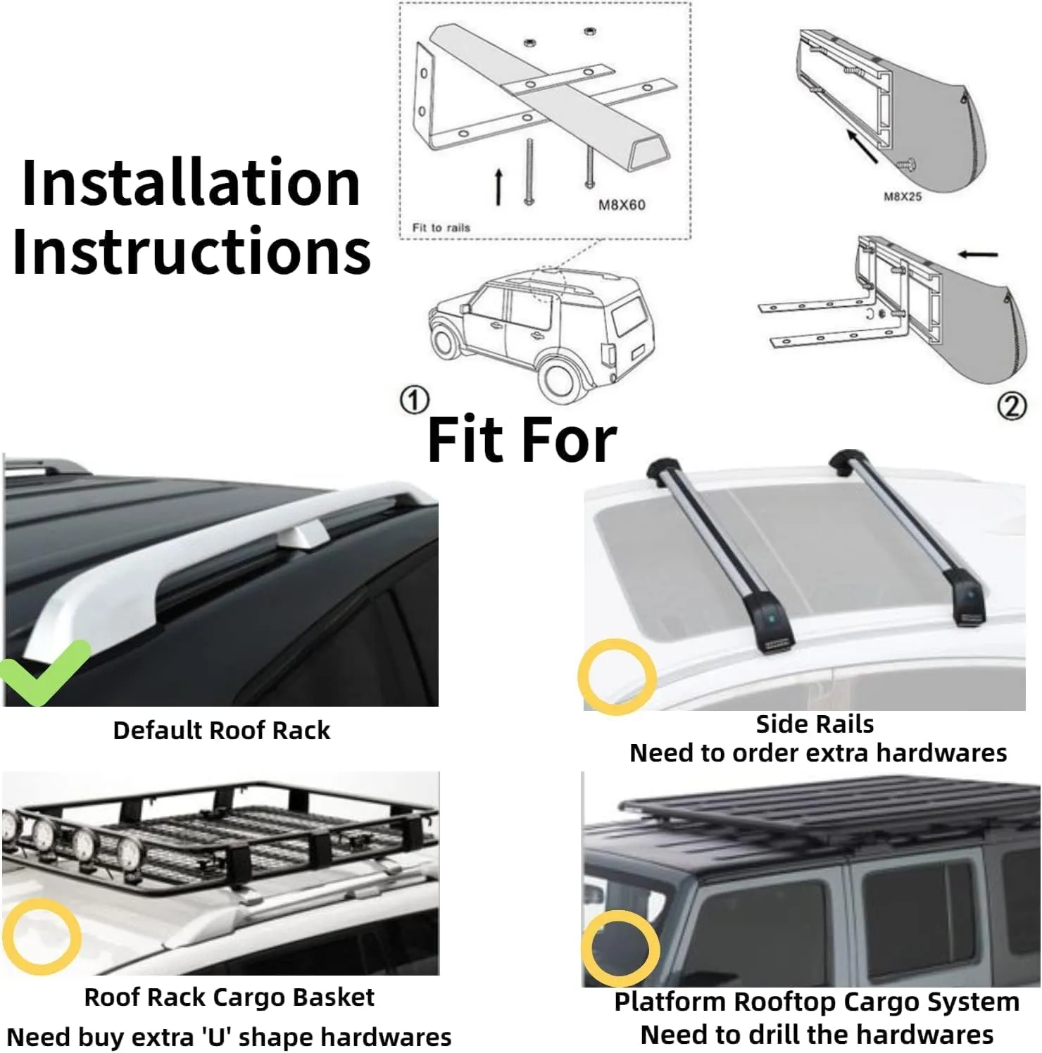 DANCHEL OUTDOOR Roof Rack Pul-Out Car Awning - Waterproof Portable Side Sun Shelter Tarp for SUV/Truck/Van/Camper, 6.5x9.8ft Gray