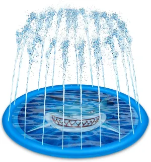 Decorlife Kids Splash Pad 68-Inch, Adjustable Outdoor Water Play Sprinklers, Enduring & Funny Summer Toy, Shark Theme