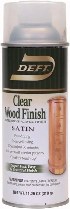 Deft Interior Water-Based Clear Wood Finish Satin Spray, 11.25-Ounce Aerosol