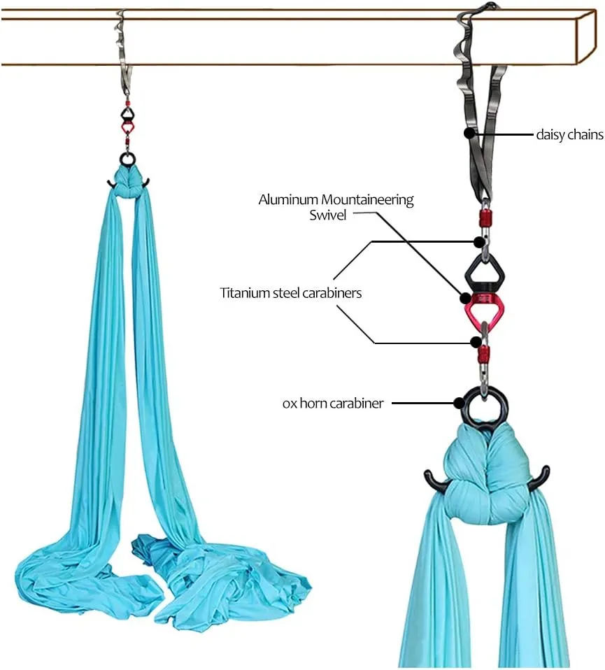 Deluxe Aerial Silks Equipment Set - 11 Yards Aerial Yoga Hammock Swing for Acrobatic, Circus Arts, Dance (L:10m W:2.8m)
