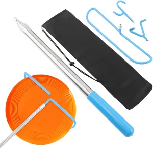 Disc Golf Retriever Pole, 16 Feet Telescopic Design with Stainless Steel Frame, Carry Bag,Extendable Golf Accessories Grabber to Retrieve Discs in Water
