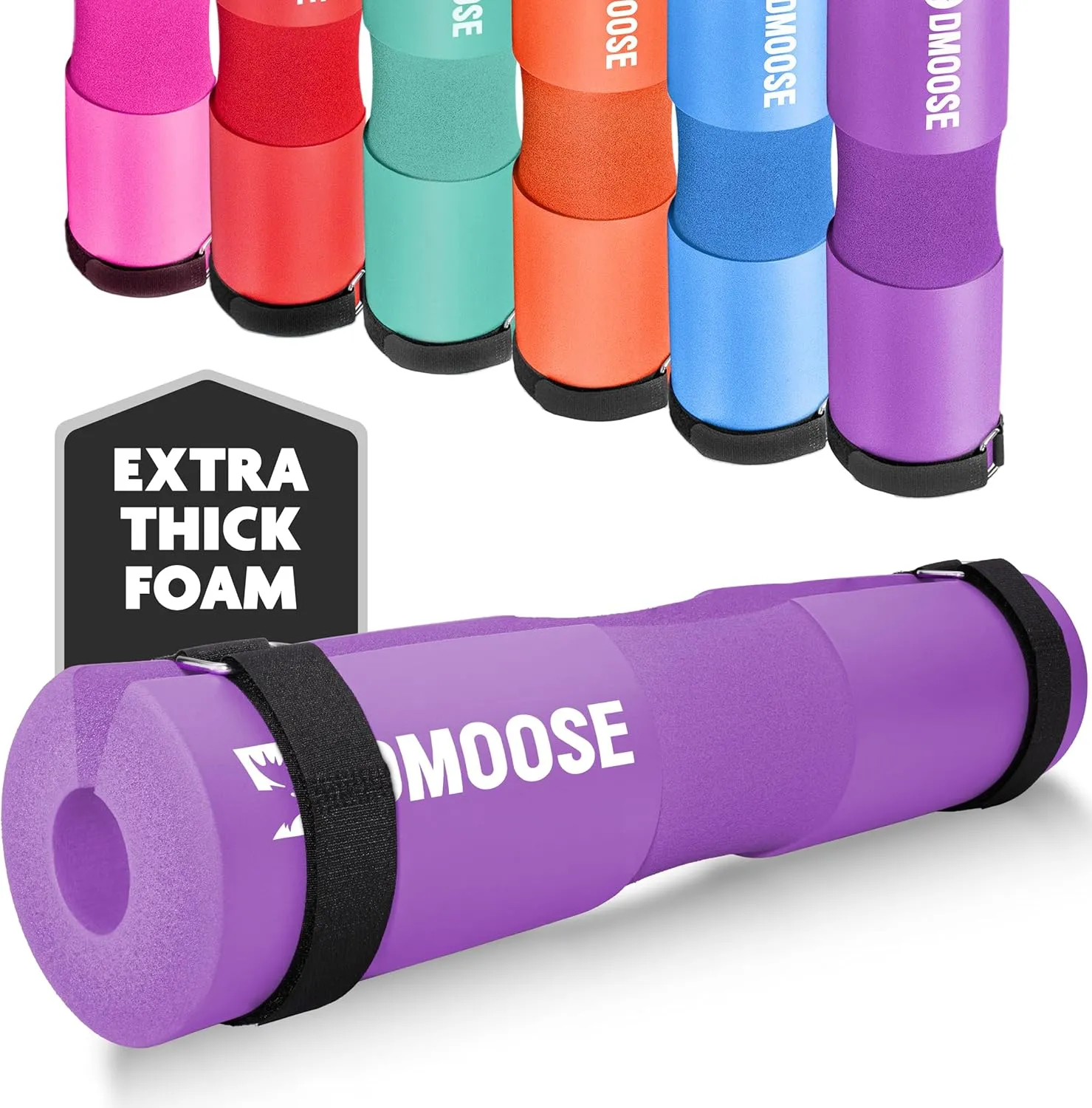 DMoose Fitness Barbell Pad for Hip Thrust, Squat & Lunges - Non-Slip Thick Foam Cushion for Neck and Back Support with Two Straps - Hip Thrust Pad for Leg Day - Fits All Olympic Bars and Smith Machine
