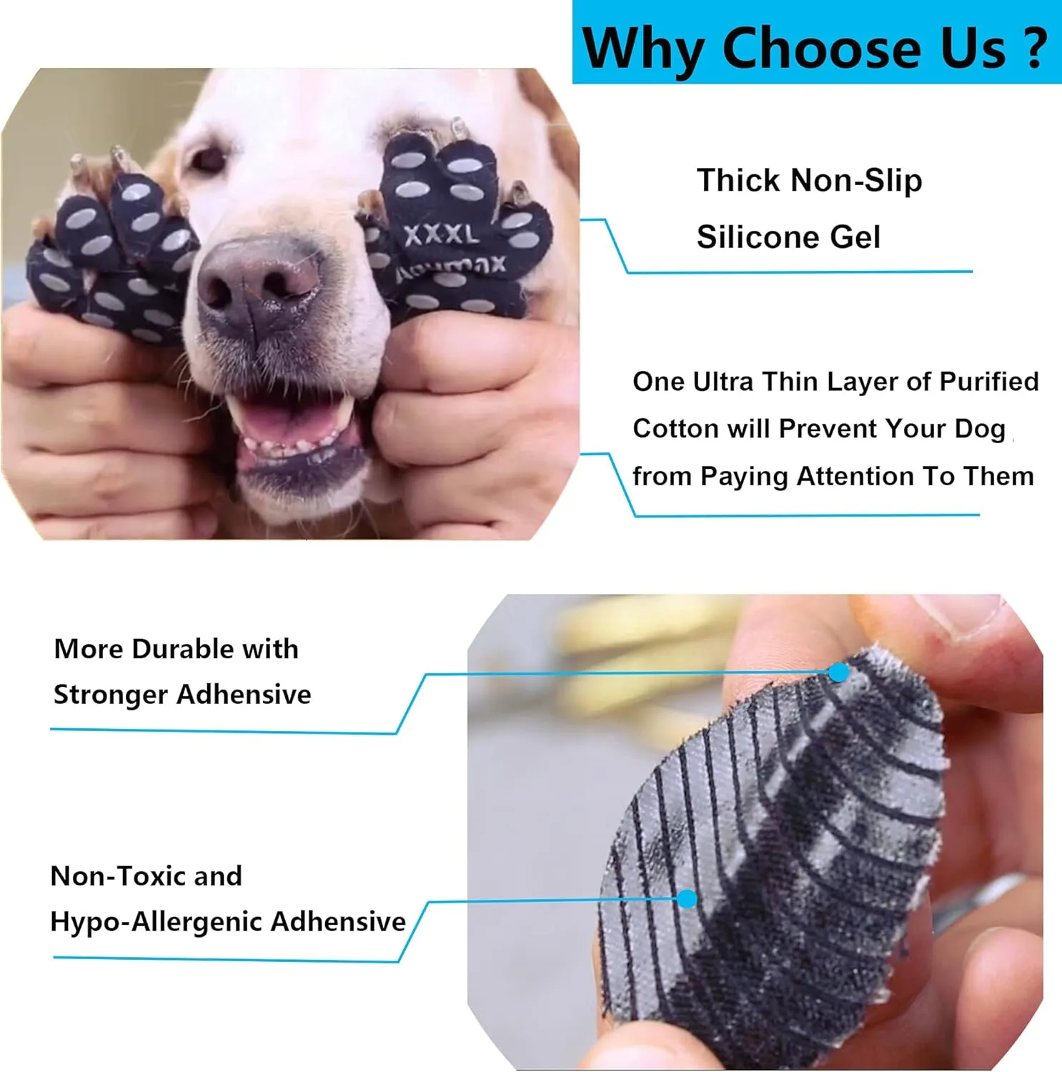Dog Anti Slip Paw Grips Traction Pads,Dog Feet Stickers with Stronger Self-Adhesive Paw Pad Provide Traction for Senior, Injured Dogs,12 Sets (48 pcs) M Black