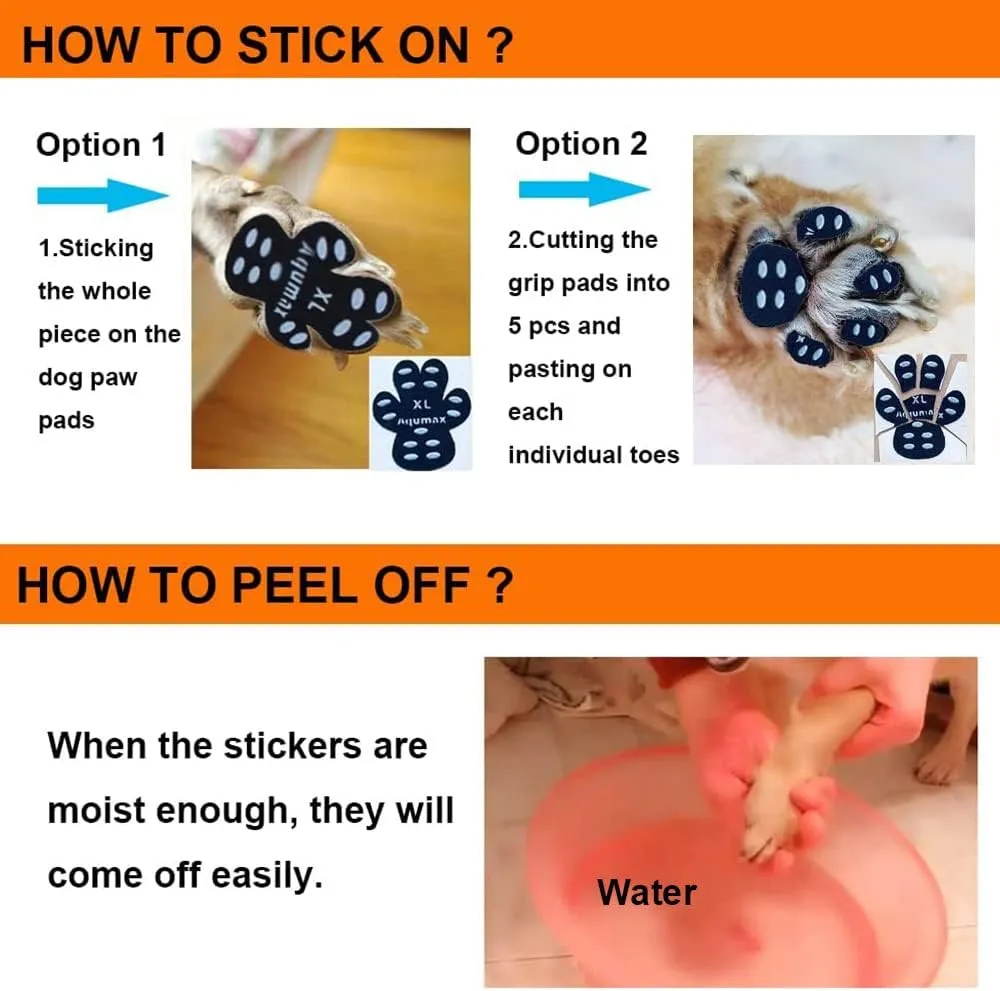 Dog Anti Slip Paw Grips Traction Pads,Dog Feet Stickers with Stronger Self-Adhesive Paw Pad Provide Traction for Senior, Injured Dogs,12 Sets (48 pcs) M Black