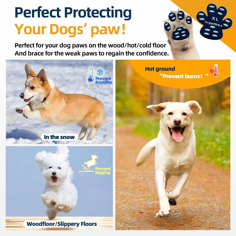 Dog Anti Slip Paw Grips Traction Pads,Dog Feet Stickers with Stronger Self-Adhesive Paw Pad Provide Traction for Senior, Injured Dogs,12 Sets (48 pcs) M Black