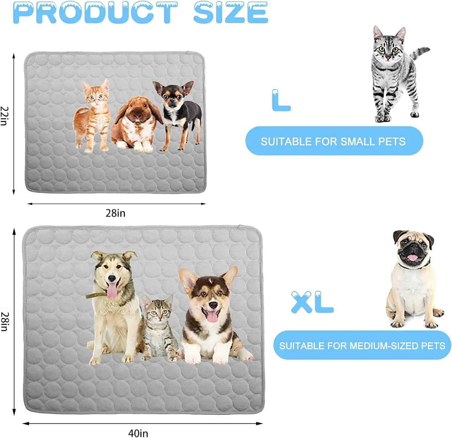 Dog Cooling Mat Large Cooling Pad Summer Pet Bed for Dogs Cats Kennel Pad Breathable Pet Self Cooling Blanket Dog Crate Sleep Mat Machine Washable