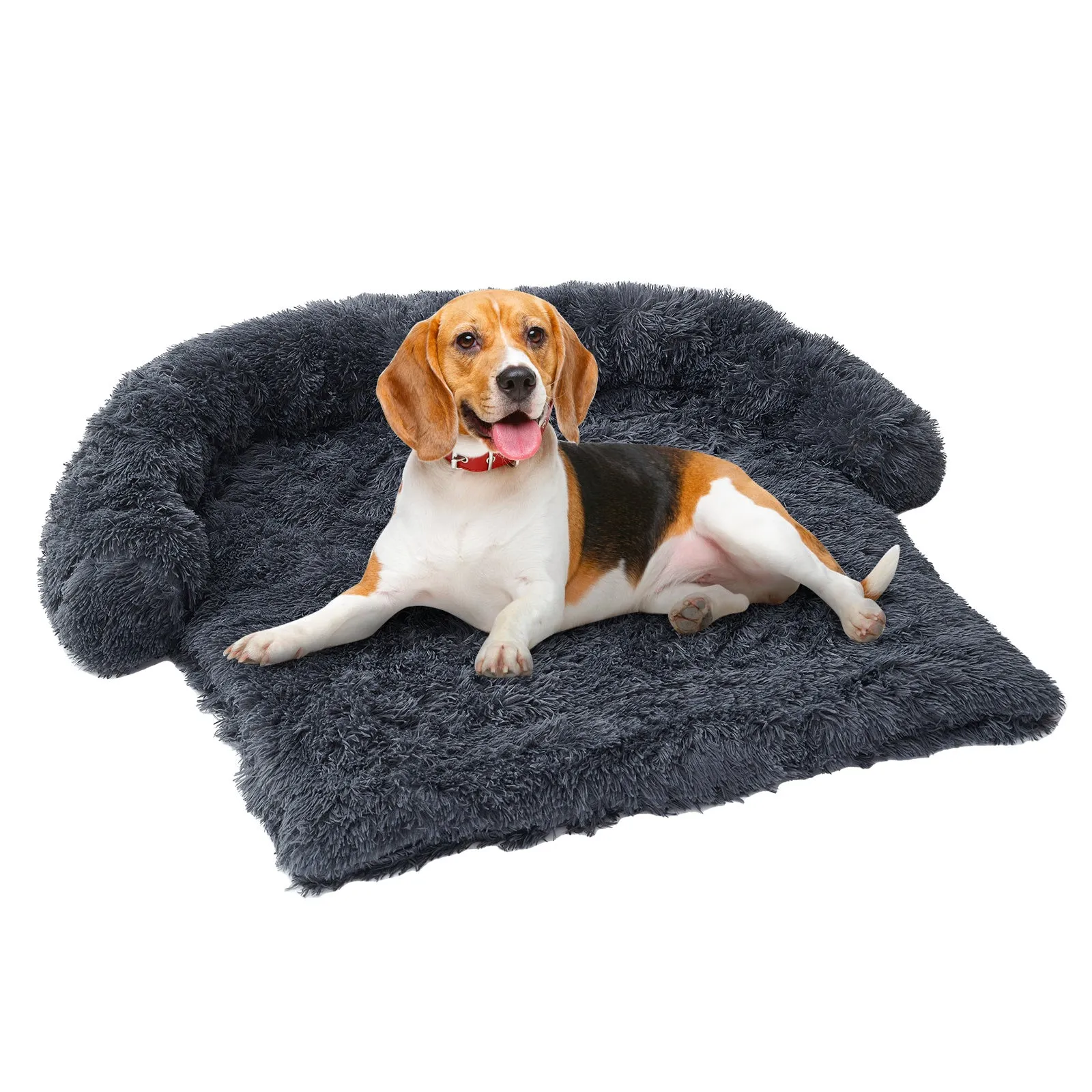 Dog Couch Bed Mat - Fluffy Plush Dog Sofa Bed With Blancket