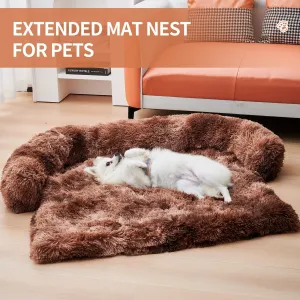 Dog Couch Bed Mat - Fluffy Plush Dog Sofa Bed With Blancket