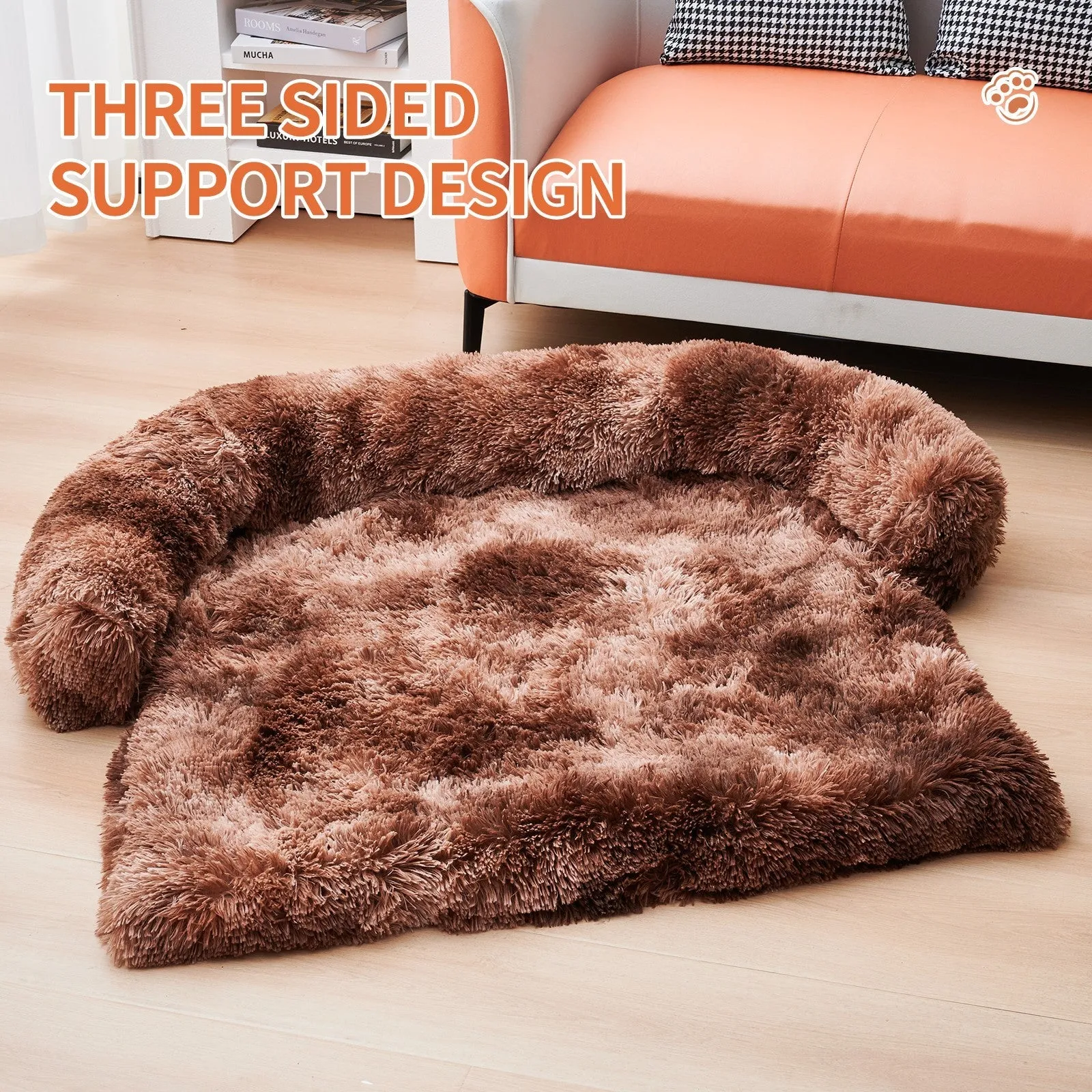 Dog Couch Bed Mat - Fluffy Plush Dog Sofa Bed With Blancket