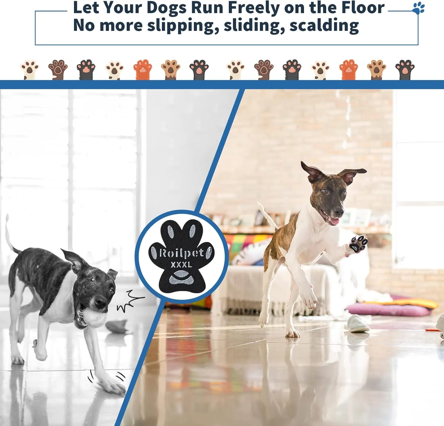 Dog Paw Protector Anti-Slip Pads, Toe Grips for Dogs from Slipping On Hardwood Floors, Stronger Self-Adhesive Paw Pad Provide Traction for Senior, Injured Dogs, (12 Sets - 48 Pads, XL)