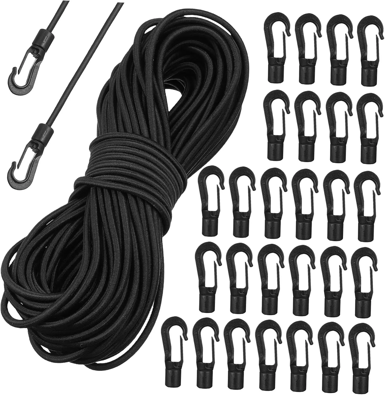 DOITOOL Elastic Rope Carabiner Set for Kayak Elastic Strap Stretch String Hooks for Outdoor Activities