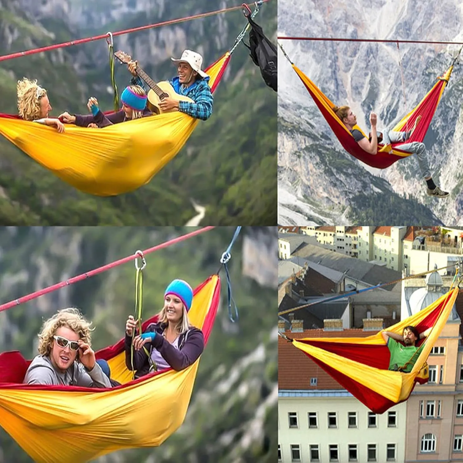 Double Camping Hammock for 1 2 People with Tree Straps, Lightweight Portable 210T Parachute Nylon Hammock for Hiking, Traveling, Backpacking and Backyard,G,250x140cm