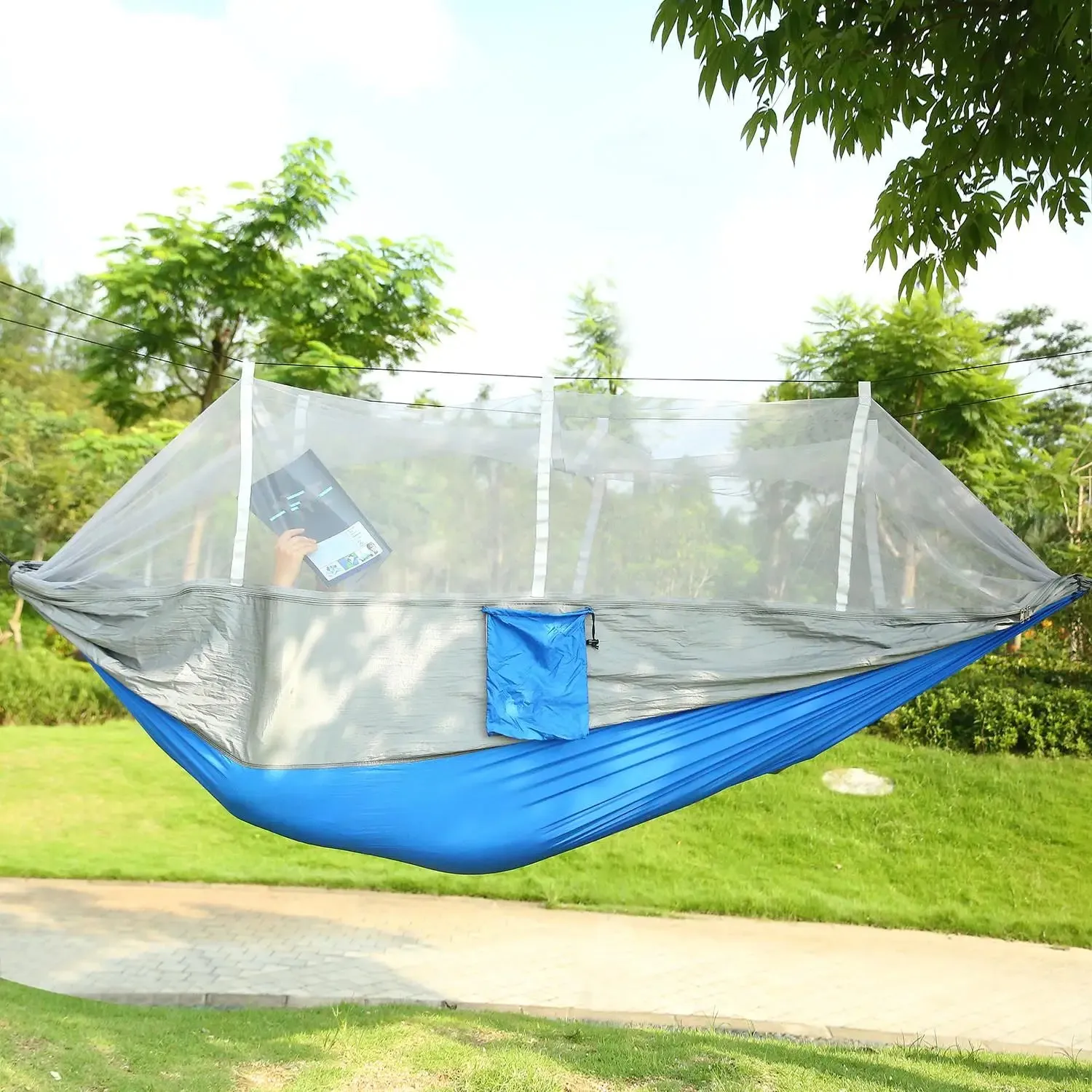 Double Camping Hammock with Mosquito Net – 600lbs Capacity