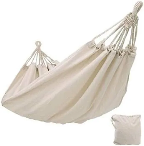 Double Hammock Outdoor Anti-tip Camping Canvas Hammock Travel Hiking Indoor Outdoor Portable Parachute Cloth, White