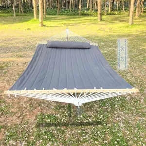 Double Hammock with Quilted Fabric and Spreader Bars,Longer and Sturdier,Quality Hammocks for Outdoor Indoor Patio Yard