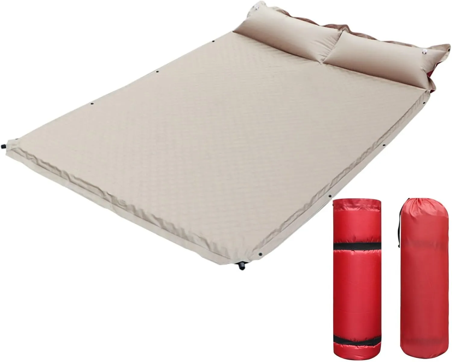 Double Sleeping Pad Self Inflating, Camping Mat with Pillow, Portable Camping Mattress for Tent Traveling Hiking, Car Mattress Guest Sleeping Pads