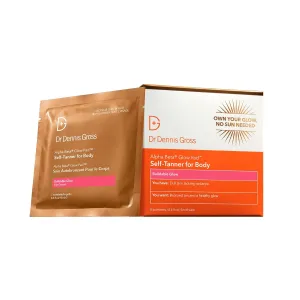 Dr. Dennis Gross Glow Pad Self-Tanner for Body – Exfoliating & Anti-Aging Towelette with AHAs & BHAs, Buildable Natural Glow, Hydrating & Streak-Free Application, 8 Towelettes