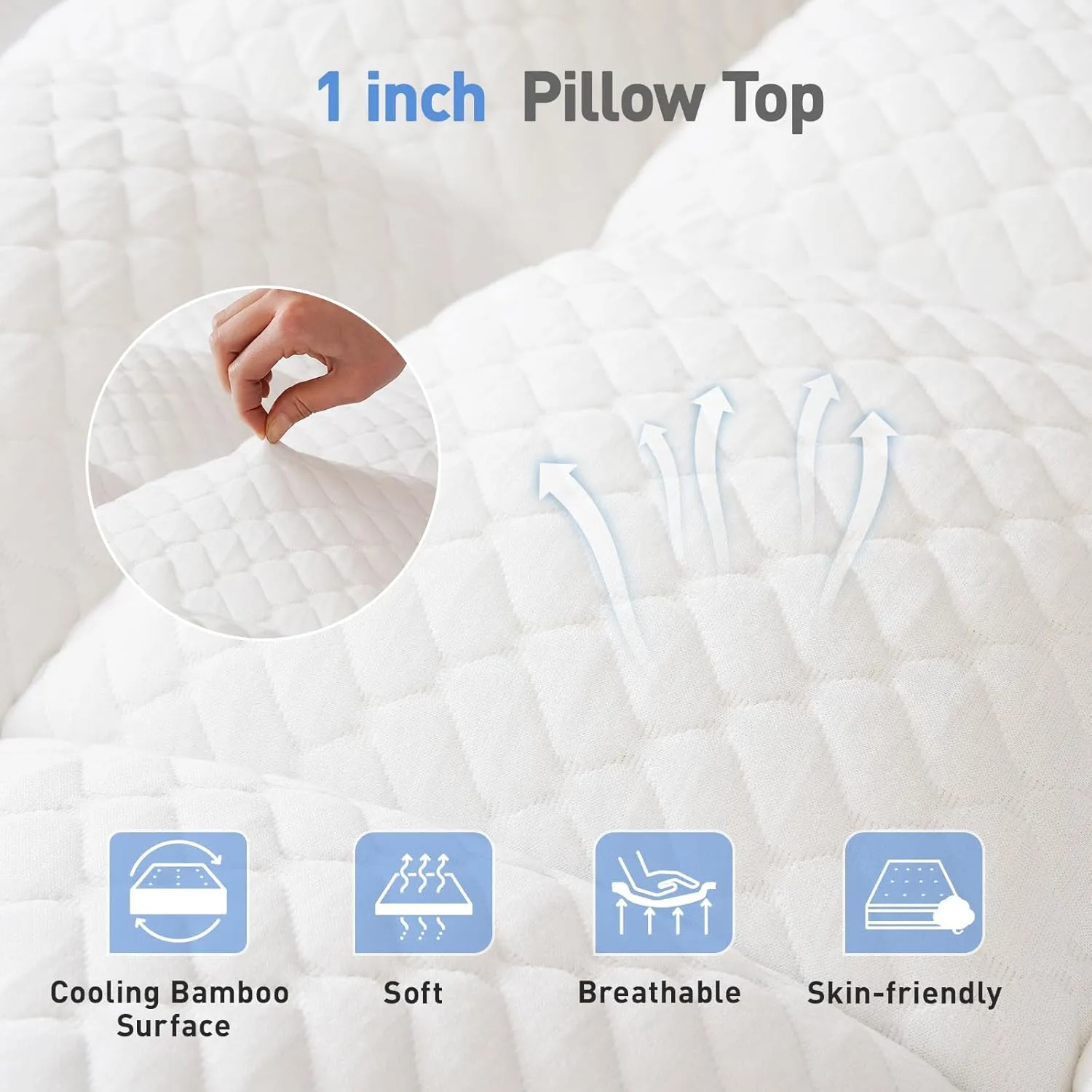 Dual Layer 3 Inch Memory Foam Mattress Topper Twin XL Size, 2 Inch Cooling Gel Memory Foam Plus 1 Inch Pillow Top Mattress Pad Cover, with 8-21 Inch Deep Pocket