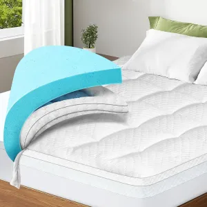 Dual Layer 3 Inch Memory Foam Mattress Topper Twin XL Size, 2 Inch Cooling Gel Memory Foam Plus 1 Inch Pillow Top Mattress Pad Cover, with 8-21 Inch Deep Pocket