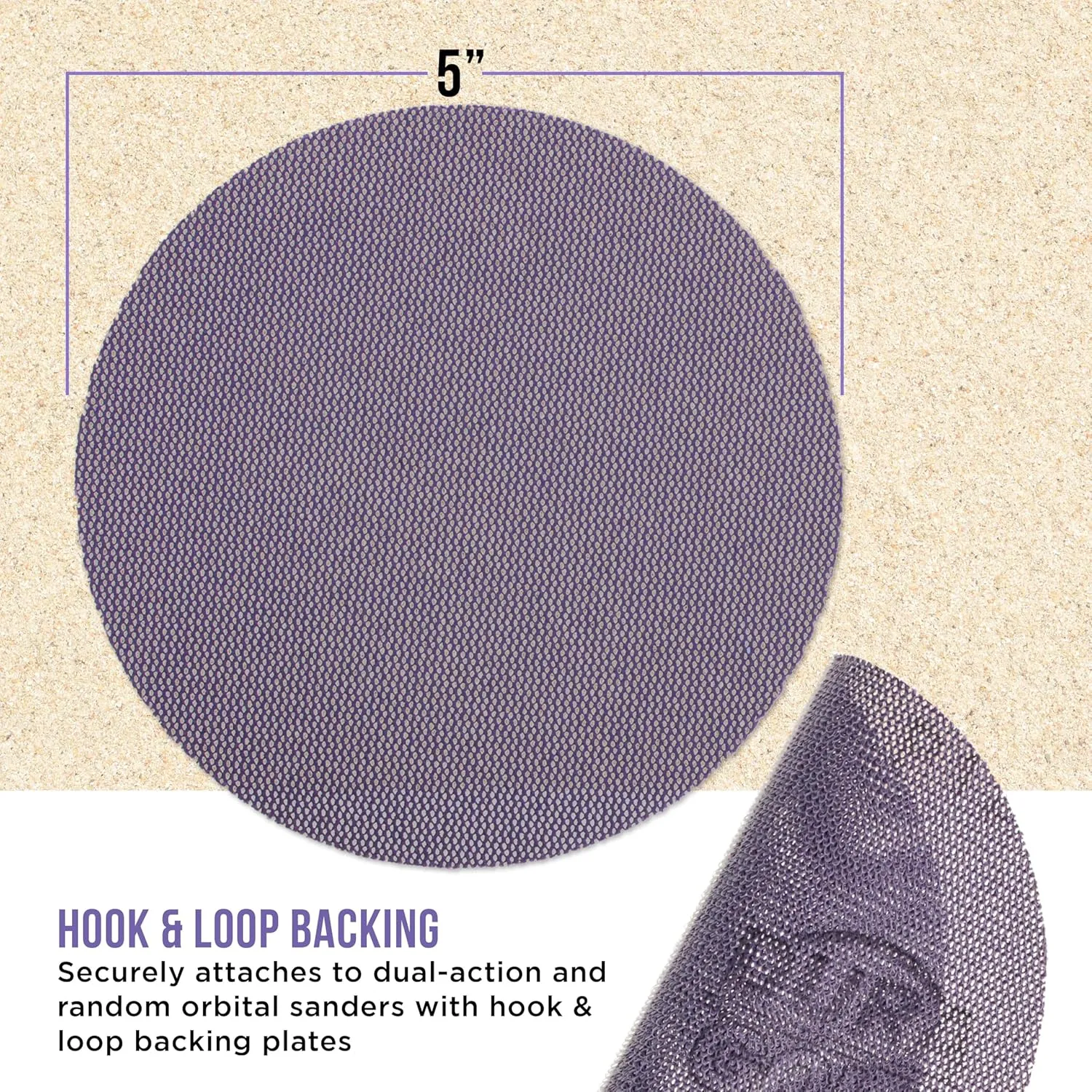 Dura-Gold Premium 120 Grit 5" Purple Ceramic Mesh Sanding Discs, Box of 30 - Dustless Hook & Loop Backing Sandpaper for DA & Random Orbital Sanders - Long-Lasting Fast Cut - Woodworking, Auto Paint
