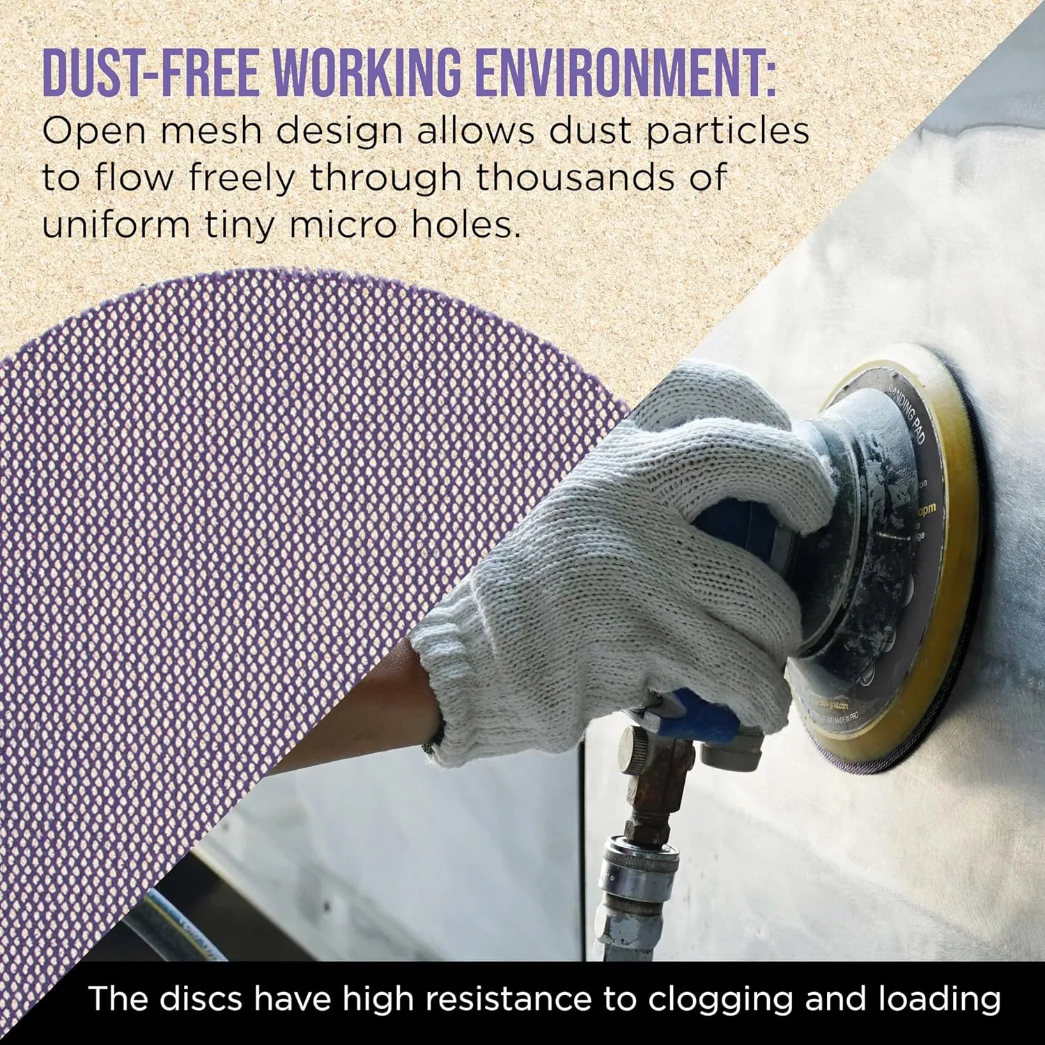 Dura-Gold Premium 120 Grit 5" Purple Ceramic Mesh Sanding Discs, Box of 30 - Dustless Hook & Loop Backing Sandpaper for DA & Random Orbital Sanders - Long-Lasting Fast Cut - Woodworking, Auto Paint