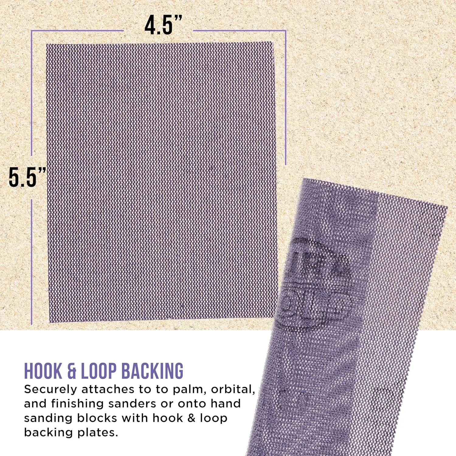 Dura-Gold Premium 180 Grit 1/4 Sheet Size Purple Ceramic Mesh Sandpaper, Box of 16-4.5" x 5.5" Dustless Hook & Loop Backing, Palm Sanders, Sanding Blocks - Long-Lasting Fast Cut - Woodworking, Auto