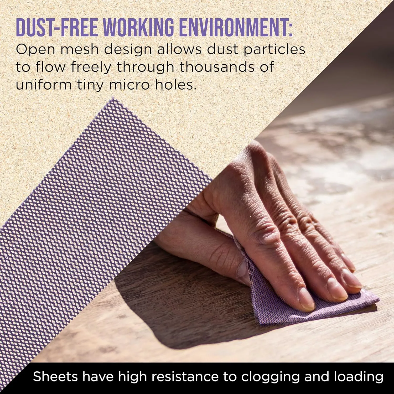 Dura-Gold Premium 220 Grit 1/4 Sheet Size Purple Ceramic Mesh Sandpaper, Box of 16-4.5" x 5.5" Dustless Hook & Loop Backing, Palm Sanders, Sanding Blocks - Long-Lasting Fast Cut - Woodworking, Auto