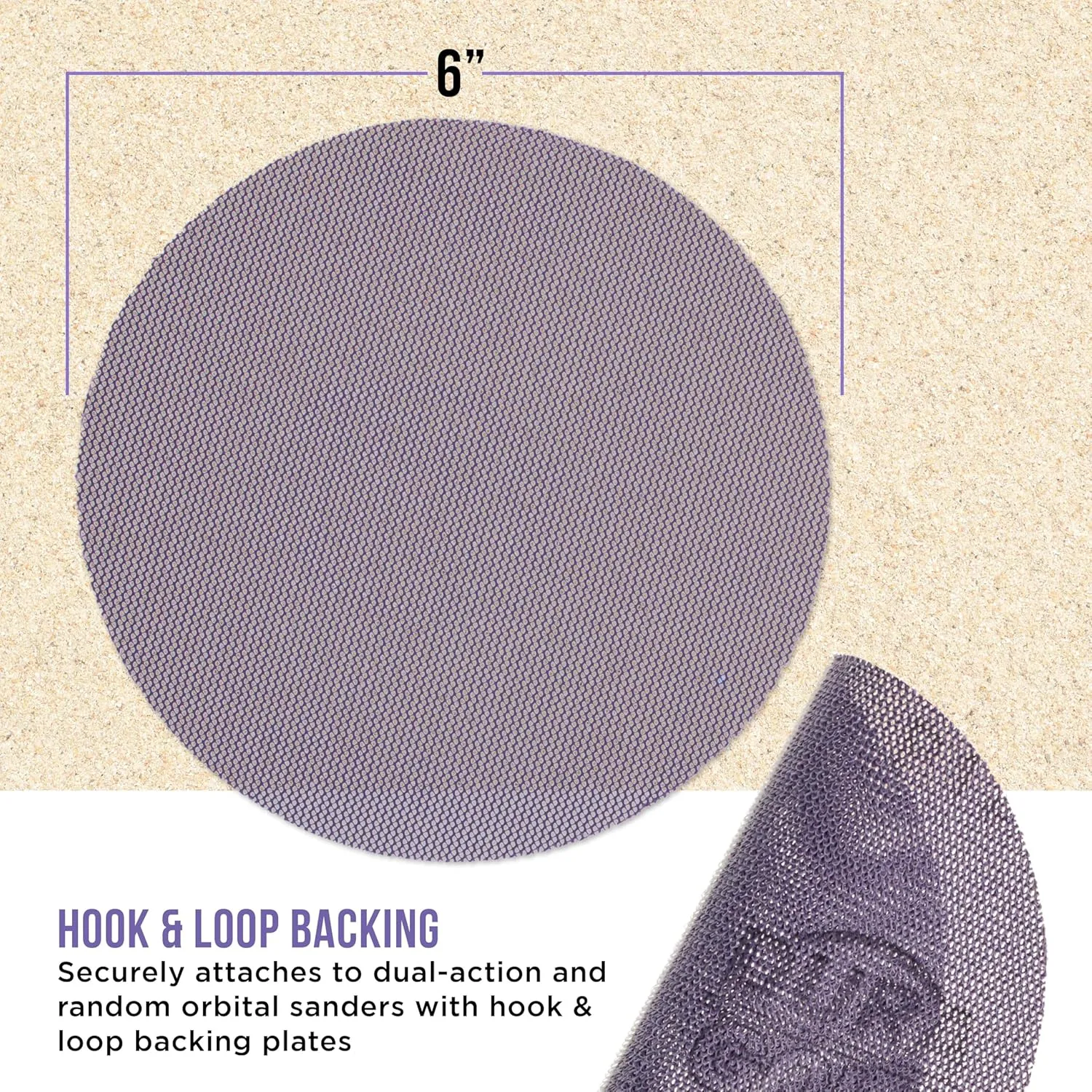 Dura-Gold Premium 400 Grit 6" Purple Ceramic Mesh Sanding Discs, Box of 30 - Dustless Hook & Loop Backing Sandpaper for DA & Random Orbital Sanders - Long-Lasting Fast Cut - Woodworking, Auto Paint