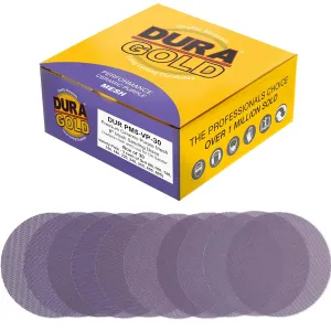 Dura-Gold Premium 5" Purple Ceramic Mesh Sanding Discs, 30 Disc Variety Pack, Grits 80, 100, 120, 150, 180, 220, 240, 320, 400, 600 - Dustless Hook & Loop Backing Sandpaper, DA & Random Orbital Sander