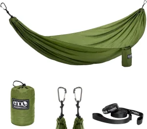 ENO TravelNest Hammock & Straps Combo - Portable Hiking and Camping Hammock with Straps Included - Travel Hammock for Camping, Hiking, Backpacking, a Festival, or The Beach - Moss