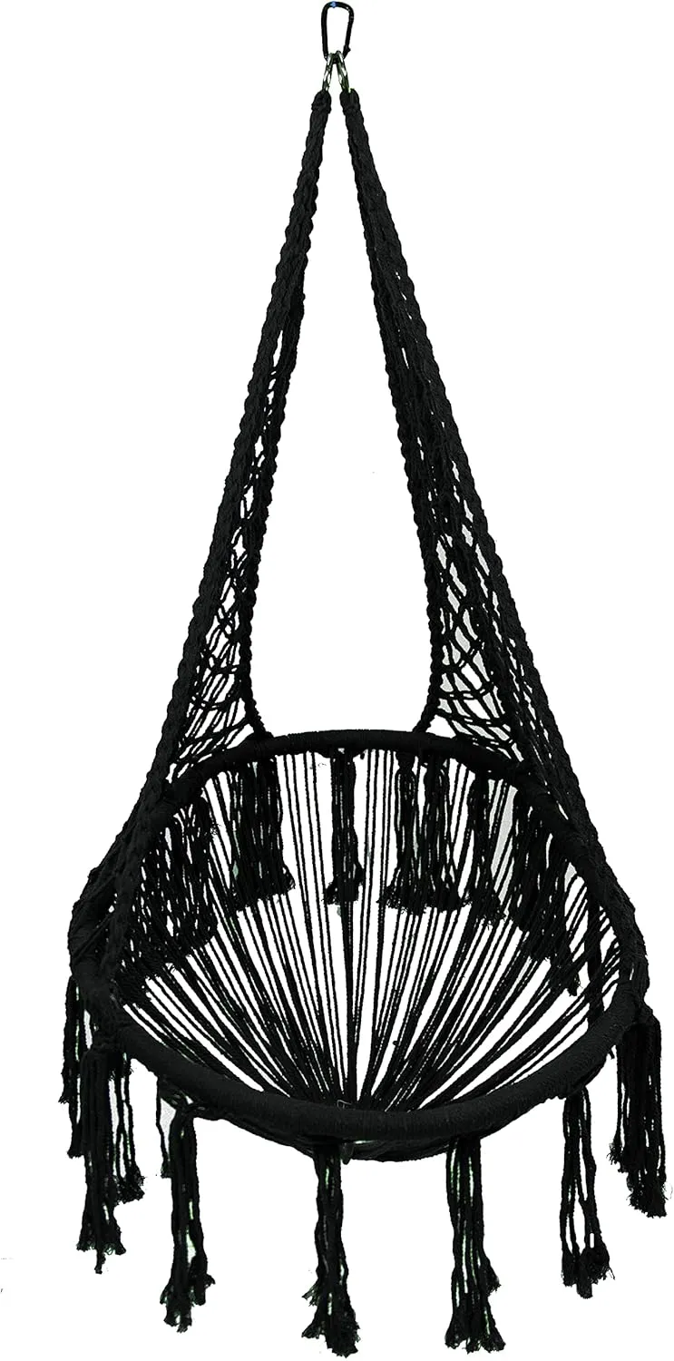 Equip Avocado Macrame Hammock Chair - Black