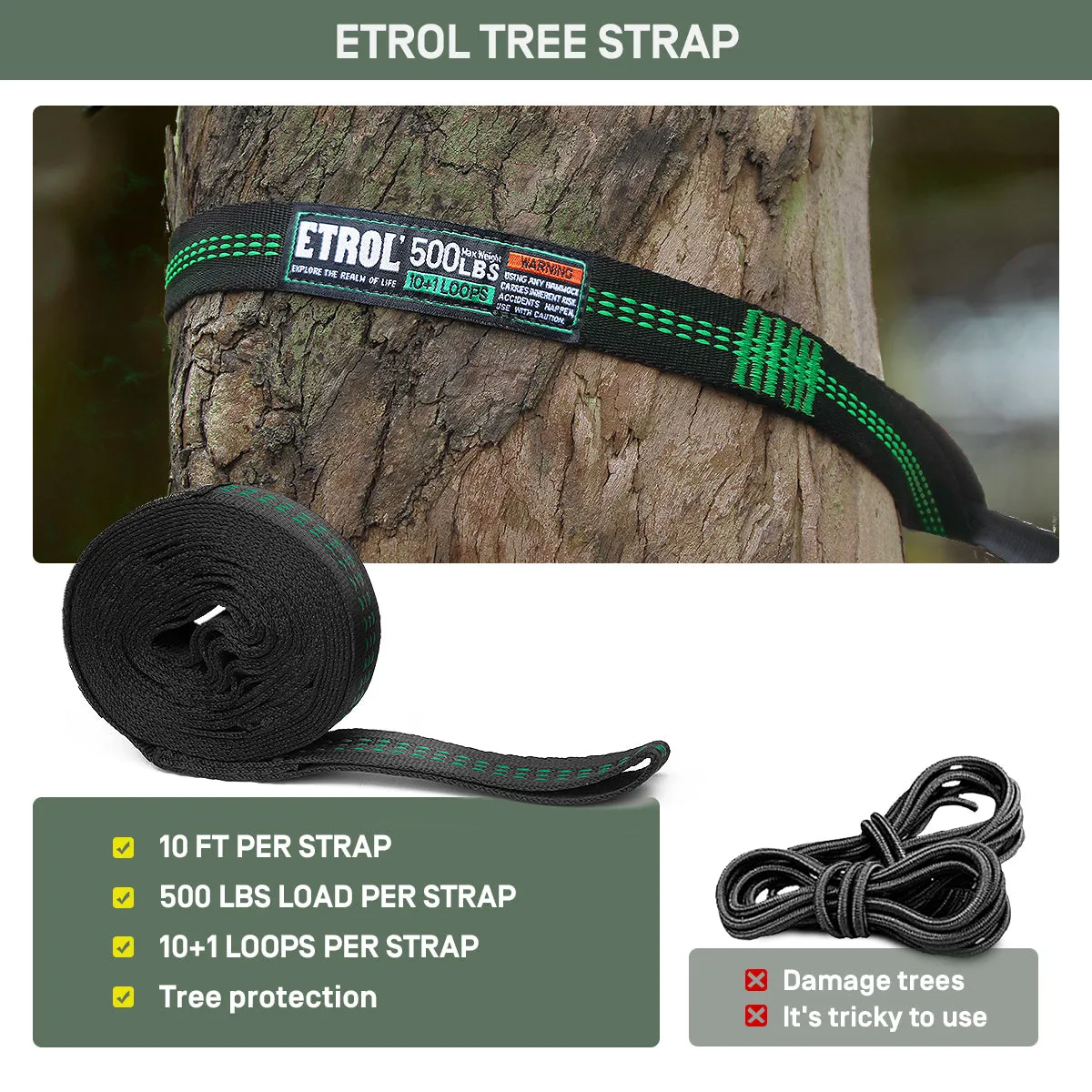 Etrol Toucan Hammock 2 person - Army Green Brown