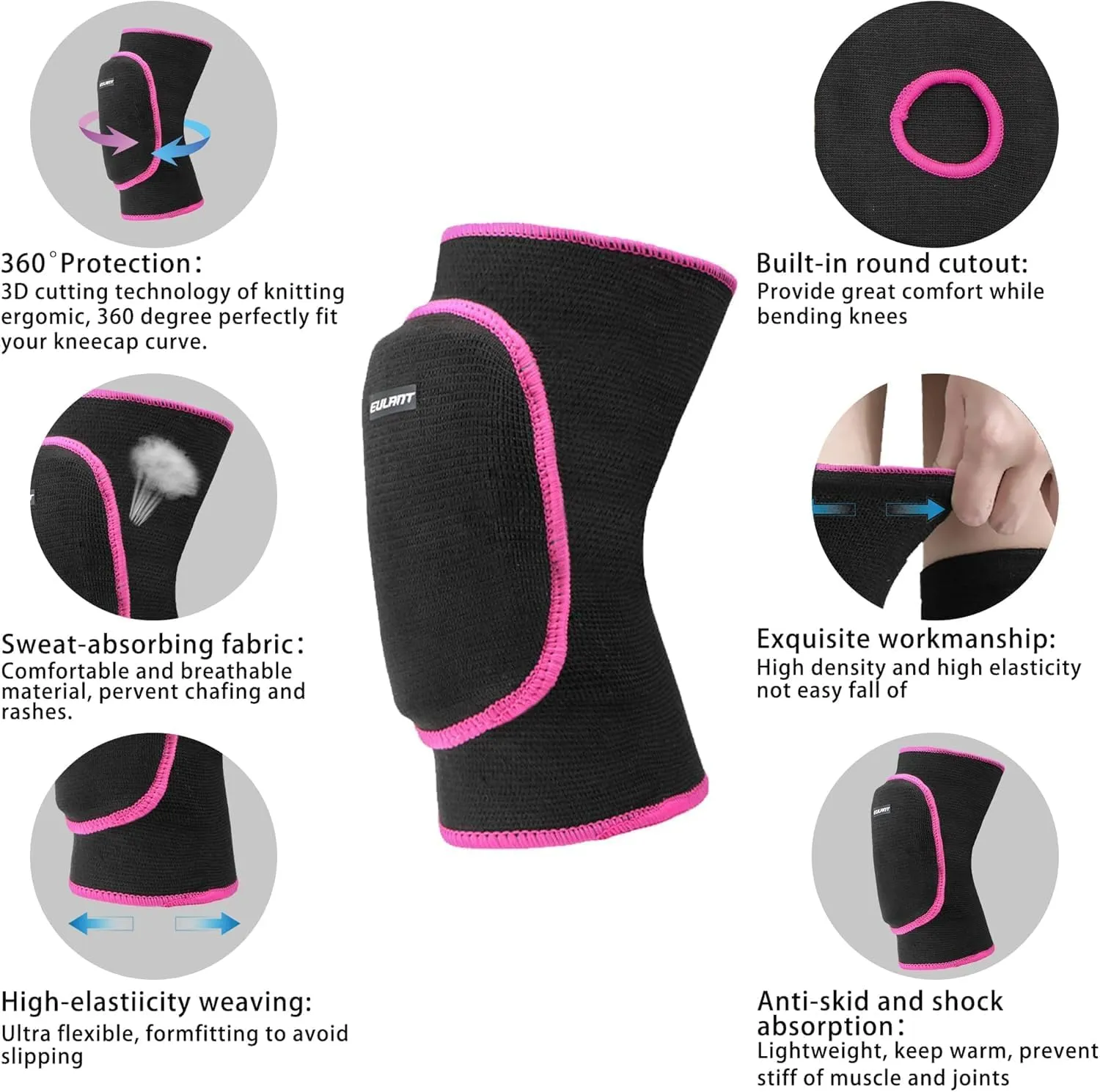 EULANT Kids Knee Pad for Dancers, Soft Anti-Slip Breathable Protective Knee Brace Pad, Volleyball Elastic Knee Support for Yoga Running Cycling Gym Workout Exercise, Kneepads for Junior Youth