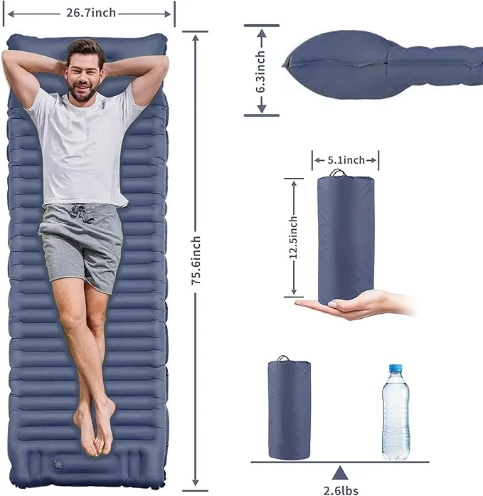 EULANT Self Inflating Camping Sleeping Pad with Pillow, Thick Inflatable Sleeping Pad with Built-in Pump, Ultralight Camping Air Mattress, Waterproof Sleeping Mat for Camping Backpacking Hiking Tent