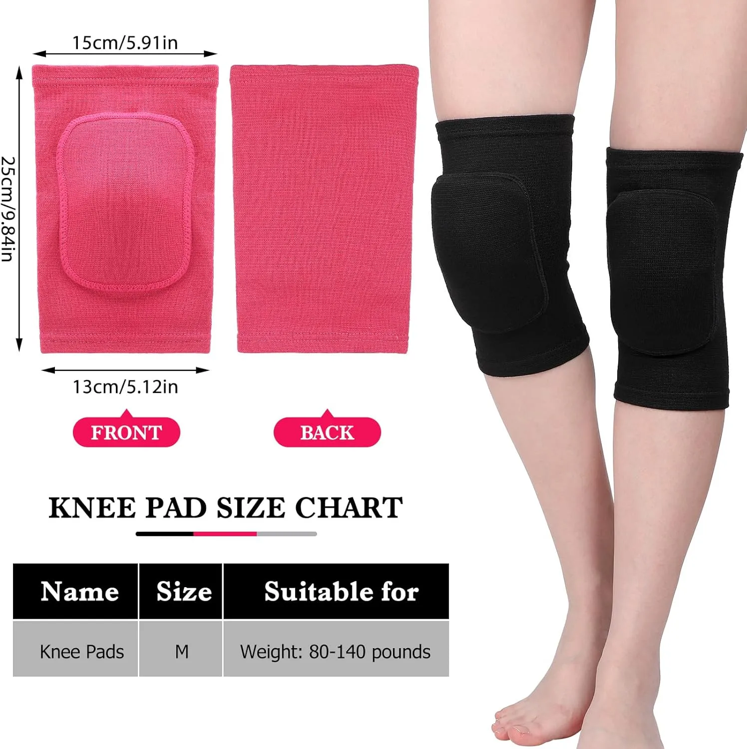 Eurzom 3 Pairs Dance Knee Pads Women Protective Non-Slip Knee Pads for Yoga Cheerleading Pole Floor Dance Volleyball