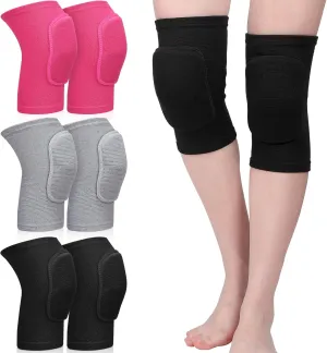 Eurzom 3 Pairs Dance Knee Pads Women Protective Non-Slip Knee Pads for Yoga Cheerleading Pole Floor Dance Volleyball