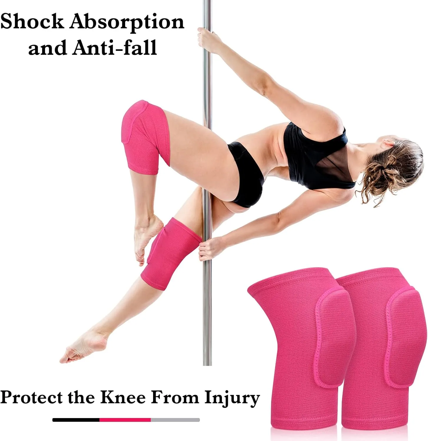 Eurzom 3 Pairs Dance Knee Pads Women Protective Non-Slip Knee Pads for Yoga Cheerleading Pole Floor Dance Volleyball
