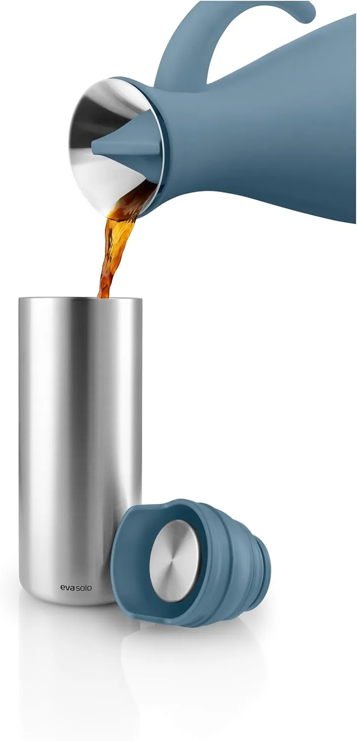 EVA SOLO | Urban To Go Cup 0.35 L Dusty Blue | Double-Walled Thermo With Vacuum Insulation | Dishwasher-safe With Practical Easy Grab Strap & Click Lid
