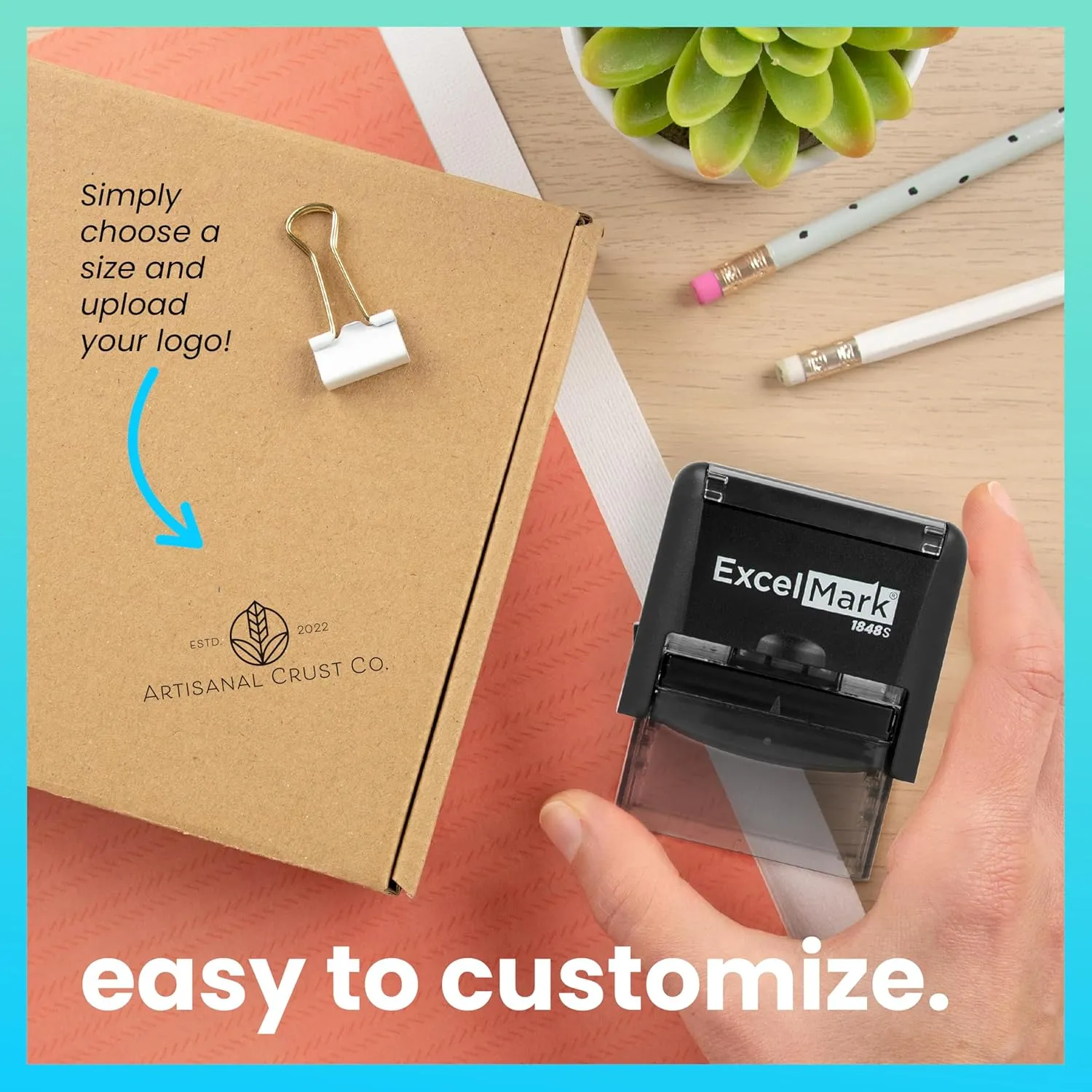 ExcelMark Custom Logo Stamp - Personalized Self-Inking Stamp - Upload Your Own Image (Medium)
