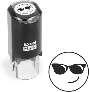 ExcelMark Round Teacher Emoji Stamp - Smirking Shades