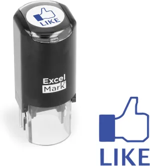 ExcelMark Thumbs Up Like - Self-Inking Round Rubber Teacher Stamp - Blue Ink