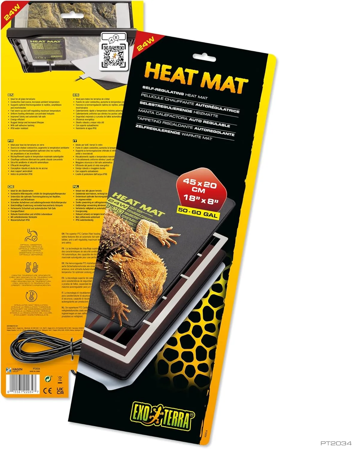 Exo Terra Heat Mat – Self-Regulating Reptile Heating Pad for Terrariums, Conductive Source for Reptiles & Amphibians, Fast Warm-Up, Safe & Energy Efficient, Even Distribution 24W
