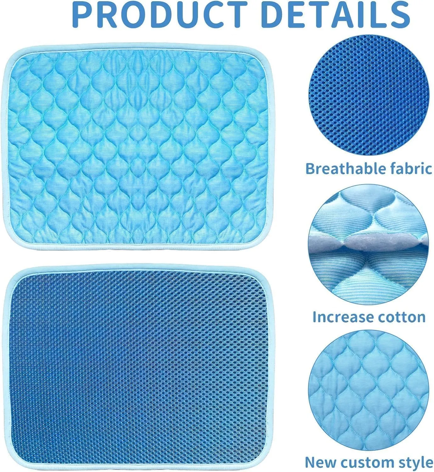 Extra Large Dog Cooling Mat,47.3''*29.6'' Washable Cooling Pet Pad, XXL Portable Kennel Puppy Bed for Summer,Non Slip Sleeping Blanket Pet Pads,Washable Non-Toxic Mats 120 * 75cm