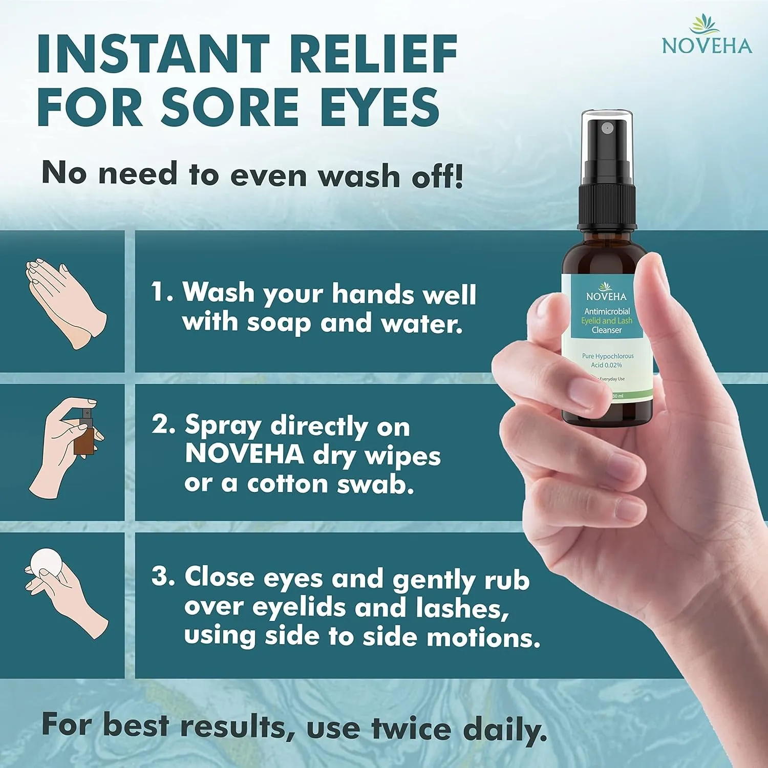 Eyelid and Lash Cleanser - Fast Acting Soothing Formula, Effective Relief from Irritation, Dry Eyes, Styes, Pure and Gentle Hypochlorous Acid Spray (1.01 Fl Oz (Pack of 1))