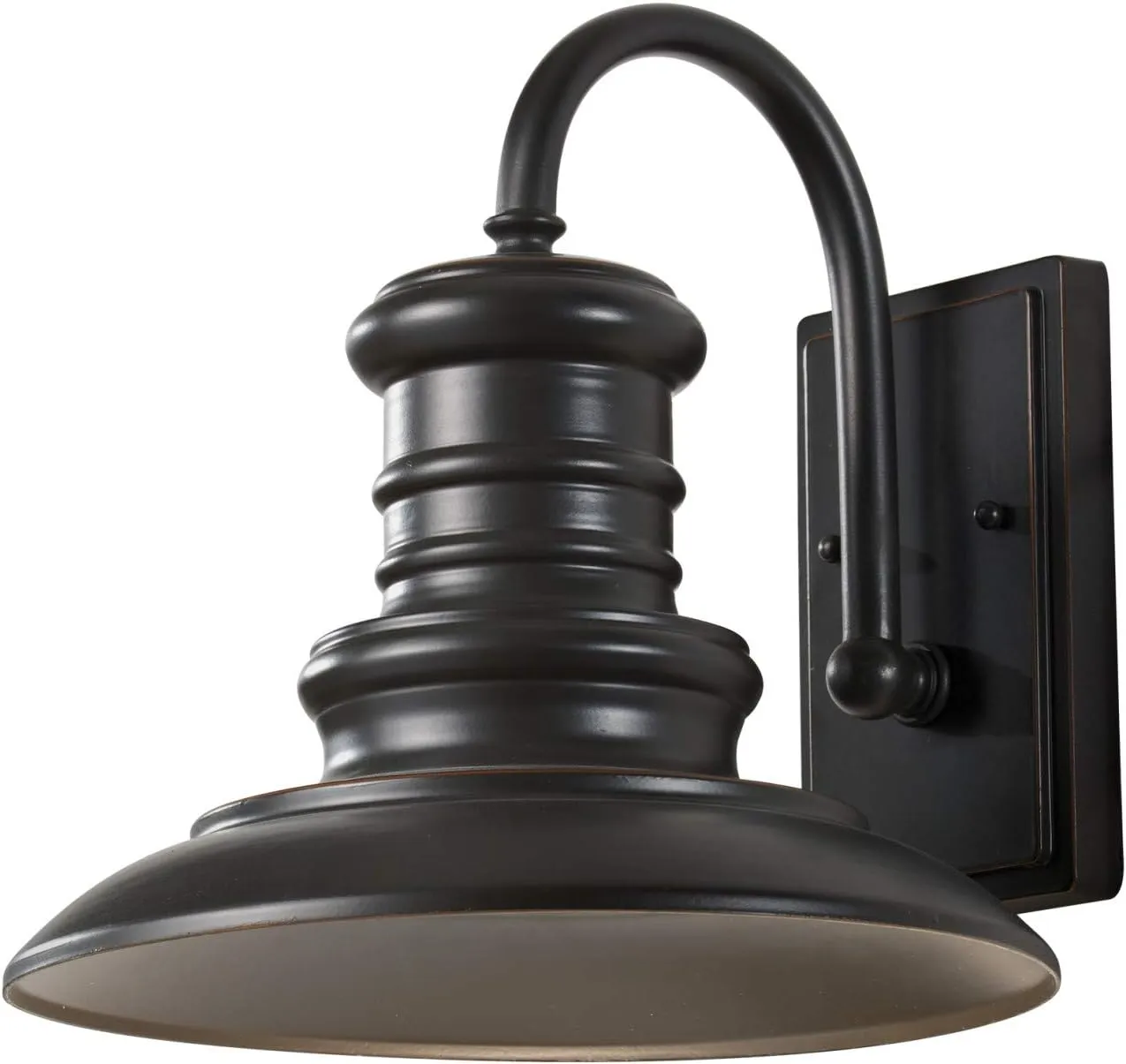 Feiss OL8601RSZ-L1 Redding Station LED Outdoor Patio Lighting Wall Lantern, Bronze, 1-Light (12" W x 13" H)