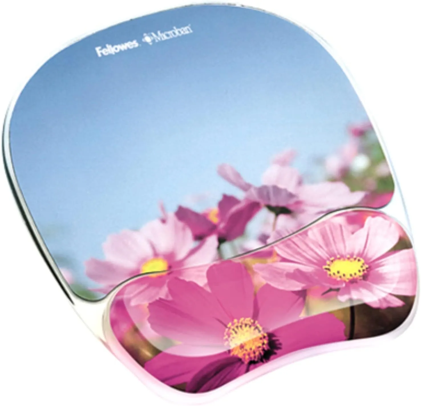 Fellowes Photo Gel Mouse Pad Wrist Rest with MICROBAN - Pink Flowers (9179001)