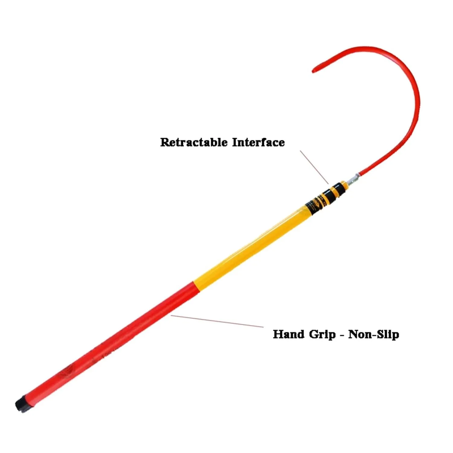 Fiberglass Anti-Electrocution Rescue Hook with Non-Slip Handle, Emergency Lifesaving Pole Pulling Man Hook Electrical Shock Safety Tools for Electrical Fire Power Work(2m/6.5ft -2 Sections)
