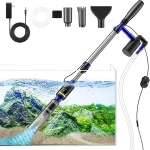 Fish Tank Cleaner - Aquarium Gravel Cleaner, 530GPH/32W Electric Fish Tank Cleaning Tools, Adjustable Water Flow Fish Tank Gravel Cleaner Vacuum, Aquarium Cleaner Kit for Water Chang, Wash Sand (Blue)